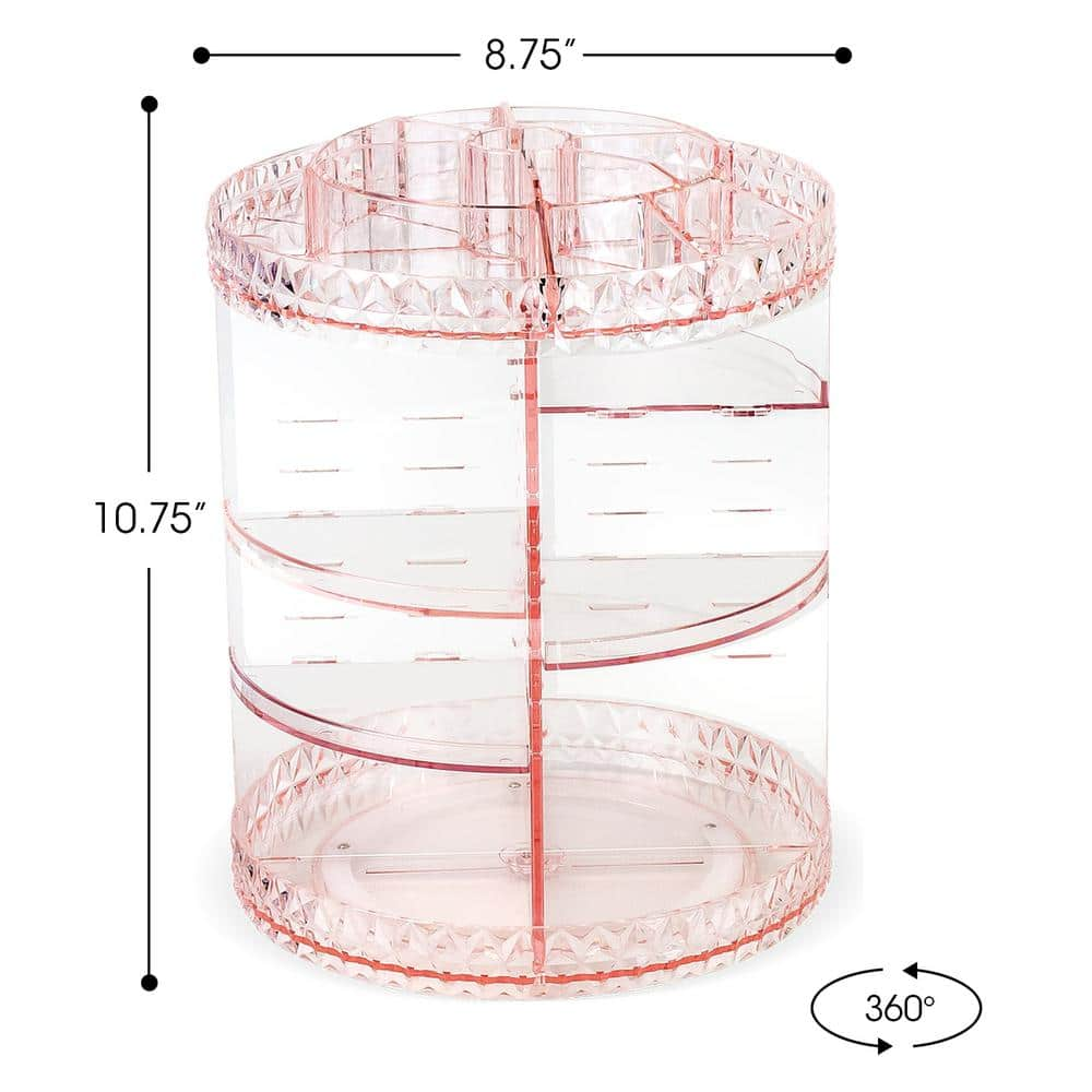 Sorbus Rotating Pink Clear Makeup Organizer