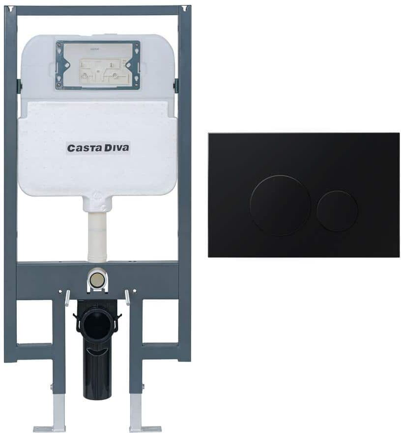 Casta Diva CD-WK304 0.8/1.6 GPF in. -Wall Toilet Carrier Dual Flush Toilet Tank Only with Black Actuator Plate in White and Blue