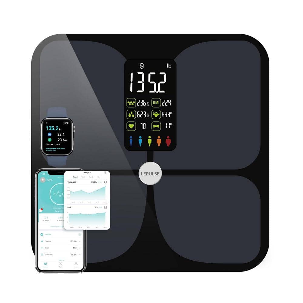 Aoibox Large Display Digital Bathroom Scale with App in Black