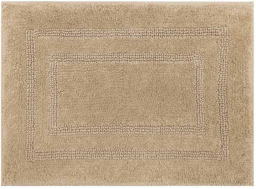 Mohawk Home Cotton Reversible Taupe 21 in. x 34 in. Tan Cotton Machine Washable Bath Mat