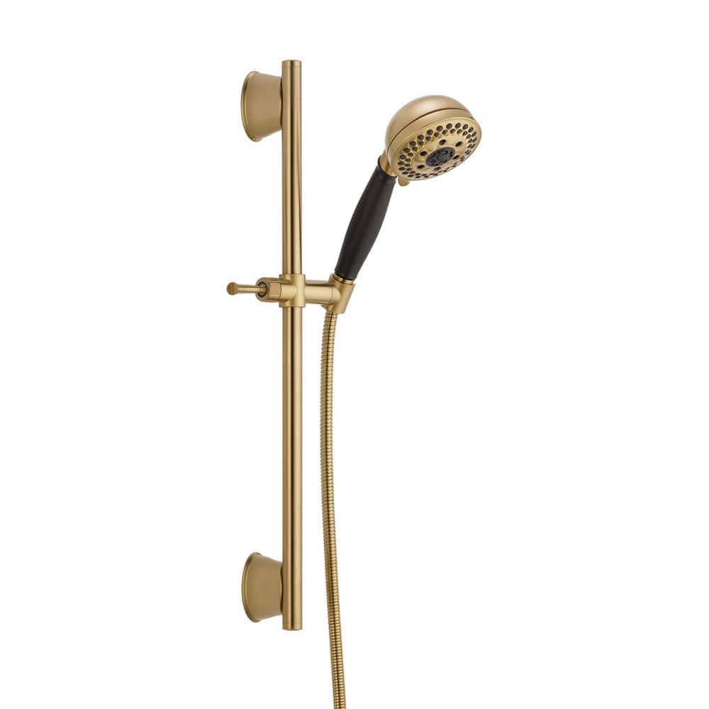 Delta 5-Spray Patterns 1.75 GPM 4.13 in. Wall Mount Handheld Shower Head with Slide Bar and H2Okinetic in Champagne Bronze