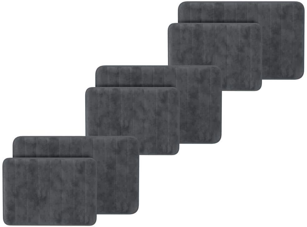 Lavish Home Gray 6-Piece Memory Foam Bath Rug Set