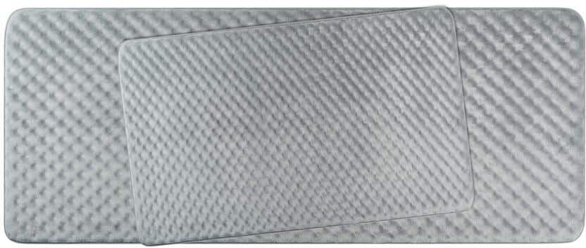 Creative Labs Massage Premium Dark Gray 24 in. x 60 in. Textured Memory Foam 2-Piece Bath Mat Set