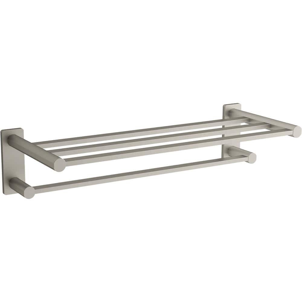 KOHLER Parallel Single Bar Hotelier Towel Rack in Vibrant Brushed Nickel