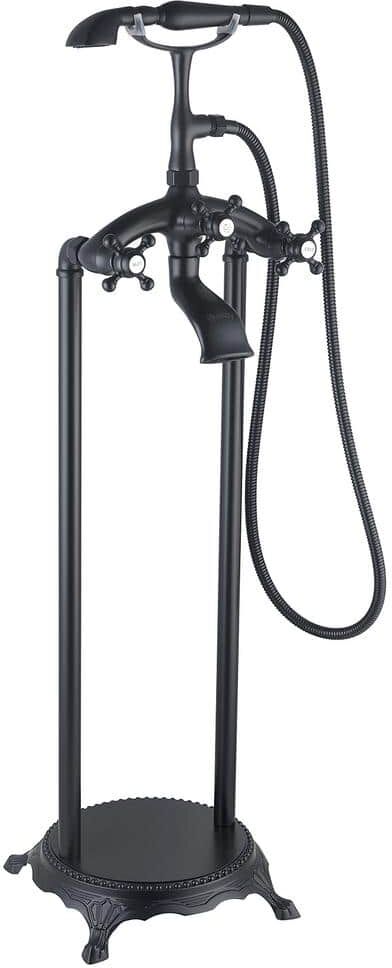 AKDY Stand Alone Tub Filler with Floor Mount - Freestanding 39.37 in Tub Matt Black Faucet - Easy Installation