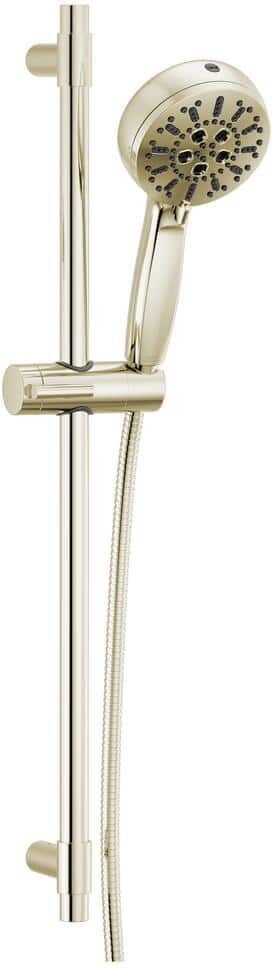 Delta 7-Spray Patterns 4.5 in. Wall Mount Handheld Shower Head 1.75 GPM with Slide Bar and Cleaning Spray in Polished Nickel