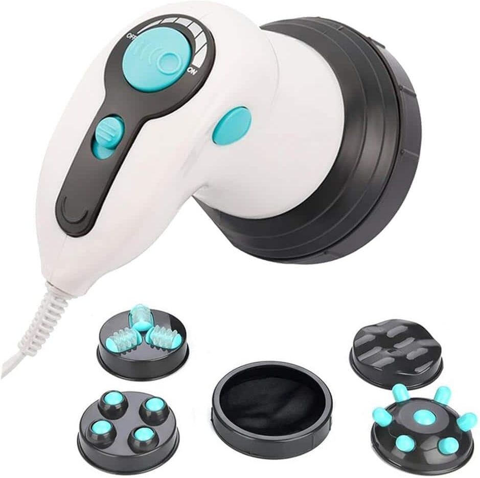 Aoibox 5-Speeds Body Massager Weight Loss Fat Burning with 5 Heads Relax Spin Tone Slimming Lose Weight in White