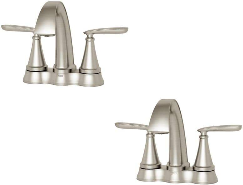 American Standard Somerville 4 in. Centerset 2-Handle Bathroom Faucet with Pop-Up Drain Set of 2 in. Brushed Nickel