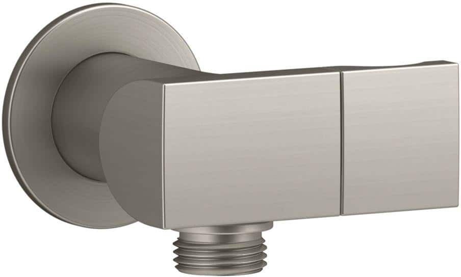 KOHLER 1/2 in. Metal 90-Degree NPT Wall Mount Supply Elbow with Check Valve and Hand Shower Holder in Vibrant Brushed Nickel