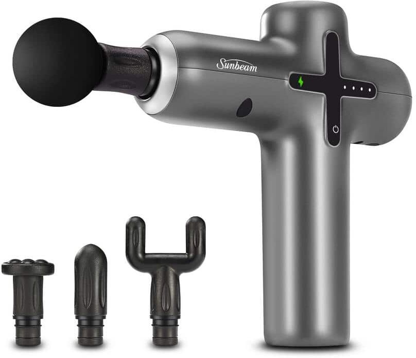 Sunbeam 4-Speed Compact Percussive Massage Gun, Grey