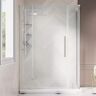 OVE Decors Tampa 42 13/16 in. W x 72 in. H Rectangular Pivot Frameless Corner Shower Enclosure in Satin Nickel with Shelves