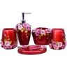 Dyiom 5 Piece Bathroom Accessories Set Bath Set Features Soap Dispenser Toothbrush Holder Tumbler Soap Dish (Red)