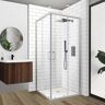 WELLFOR 36 in. x 72 in. Corner Shower Enclosure Clear Glass Double Sliding Doors with Handle Brushed Nickel ( Base not Included)