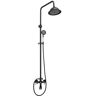 HOMEMYSTIQUE 3-Spray Wall Slid Bar Round Rain Shower Faucet with Hand Shower 2 Cross Handles in Matte Black (Valve Included)