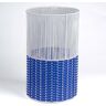 JONATHAN Y Harper Modern 4.13 Gal. 2-Tone Faux Wicker Cylinder Waste Basket, White/Blue