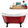 Streamline 62 in. x 31 in. Acrylic Clawfoot Soaking Bathtub in Glossy Red with Matte Black Clawfeet and Matte Pink Drain