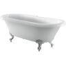 Barclay Products Claudia 67 in. Acrylic Double Roll Top Clawfoot Non-Whirlpool Bathtub in White with Faucet Holes in Deck and PB Feet