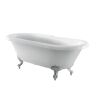 Barclay Products Claudia 67 in. Acrylic Double Roll Top Clawfoot Non-Whirlpool Bathtub in White with Faucet Holes in Deck and ORB Feet