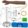 VEVOR Phlebotomy Practice Kit, Dark Skin IV Practice Kit Phlebotomy Practice Arm Kit with Infusion Stand Monitors and Trackers