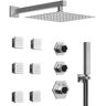 GRANDJOY Module Switch 5-Spray Dual Wall Mount 12 in. Fixed and Handheld Shower Head 2.5 GPM in Brushed Nickel Valve Include