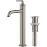 KRAUS Ramus Single Hole Single-Handle Vessel Bathroom Faucet with Matching Pop-Up Drain in Spot Free Stainless Steel