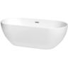 Wyndham Collection Brooklyn 67 in. Acrylic Flatbottom Bathtub in White with Brushed Nickel Trim