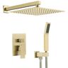 Zalerock Single-Handle Rain 1-Spray Square 12 in. Shower System Shower Faucet Head with Handheld in Brushed Gold (Valve Included)