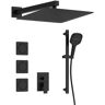 GIVING TREE 12 in. 3-Jet High Pressure Rainfall Shower System with Body Spray Solid Brass Valve included in Matte Black