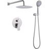 Satico Single Handle 1-Spray Round Shower Faucet 2.5 GPM 10 in Shower System Shower Head with Handheld in Brushed Nickel