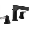 Delta Zura 8 in. Widespread 2-Handle Bathroom Faucet with Metal Drain Assembly in Chrome/Matte Black