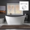 WOODBRIDGE Union 67 in. Acrylic FlatBottom Double Slipper Bathtub with Polished Chrome Overflow and Drain Included in White