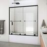 DreamLine Harmony 60 in. W x 58 in. H Sliding Semi Frameless Tub Door in Matte Black with Clear Glass