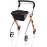 Stander Trust Care Let's Go 4-Wheel Indoor Rollator Rolling Walker with Tray and Basket in Beech Wood