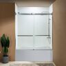 WOODBRIDGE Garfield 60 in. x 62 in. Double Sliding Frameless Shower Door with Shatter Retention Glass in Brushed Nickel Finish