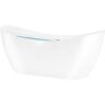 AKDY Freestanding 54 in. Fiberglass Double Slipper Flatbottom Modern Stand Alone Non-Whirlpool Bathtub in Glossy White