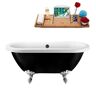 Streamline 59 in. Acrylic Clawfoot Non-Whirlpool Bathtub in Glossy Black With Matte Black Drain And Polished Chrome Clawfeet