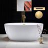 WOODBRIDGE Samantha 59 in. Acrylic FlatBottom Double Ended Bathtub with Brushed Gold Overflow and Drain Included in White