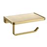 Dracelo Wall Mounted Bathroom Solid Metal Toilet Paper Holder with Phone Shelf in Brushed Gold