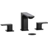 RIOBEL Equinox 8 in. Widespread Double Handle Bathroom Faucet with Drain Kit Included in Polished Black