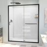 DreamLine Infinity-Z 60 in. W x 78-3/4 in. H Sliding Shower Door Base and White Wall Kit in Matte Black and Clear Glass
