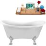 Streamline 62 in. Acrylic Clawfoot Non-Whirlpool Bathtub in Glossy White with Matte Black Drain and Polished Chrome Clawfeet