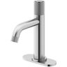 VIGO Apollo Button Operated Single-Hole Bathroom Faucet Set with Deck Plate in Brushed Nickel