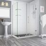 Aston Bromley GS 64.25 to 65.25 x 36.375 x 72 Frameless Corner Hinged Shower Enclosure with Glass Shelves in Stainless Steel