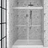 JimsMaison 72 in. W x 76 in. H Double Sliding Frameless Shower Door in Brushed Nickel without Buffer