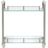 MODONA Oval 14.75 in. W Double Glass Wall Shelf with Pre-Installed Rails in Satin Nickel