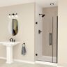 Transolid Elizabeth 35.5 in. W x 76 in. H Hinged Frameless Shower Door in Matte Black with Clear Glass