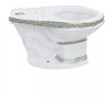 RENOVATORS SUPPLY MANUFACTURING Green and Gold India Reserve Design Porcelain Elongated Bathroom Toilet Bowl Only in White