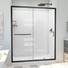 DreamLine Infinity-Z 30 in. D x 60 in. W x 78-3/4 in. H Sliding Semi-Frameless Shower Door Base/White Wall Kit in Matte Black