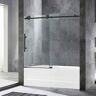 WOODBRIDGE Dilham 56 in. to 60 in. x 62 in. Frameless Sliding Bathtub Door with Shatter Retention Glass in Matte Black