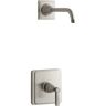 KOHLER Pinstripe Lever 1-Handle Wall-Mount Shower Trim Kit in Vibrant Brushed Nickel (Valve Not Included)